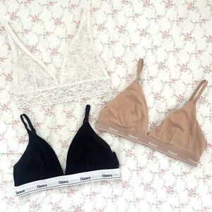 Bundle of 3 Victoria’s Secret & Hanes triangle bralettes